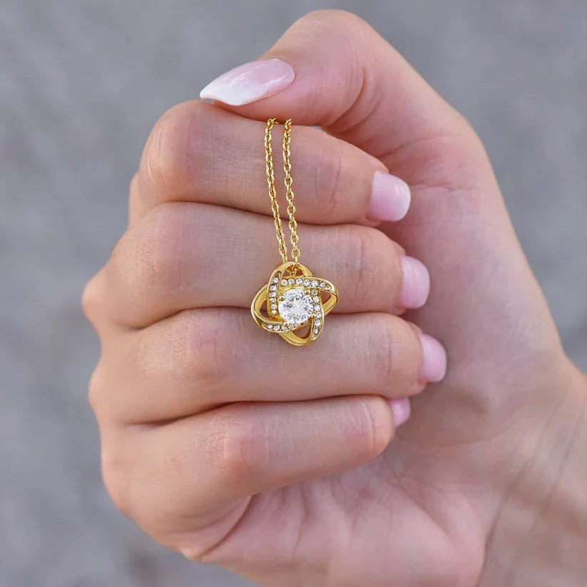 To My Daughter From Mom Necklace - Premium Love Knot Necklace