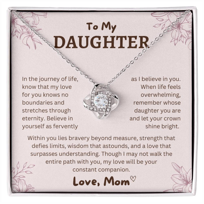 To My Daughter From Mom Necklace - Premium Love Knot Necklace