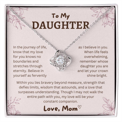 To My Daughter From Mom Necklace - Premium Love Knot Necklace