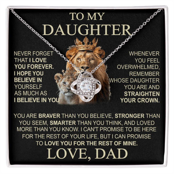 To My Daughter From Dad Necklace - Premium Love Knot Necklace
