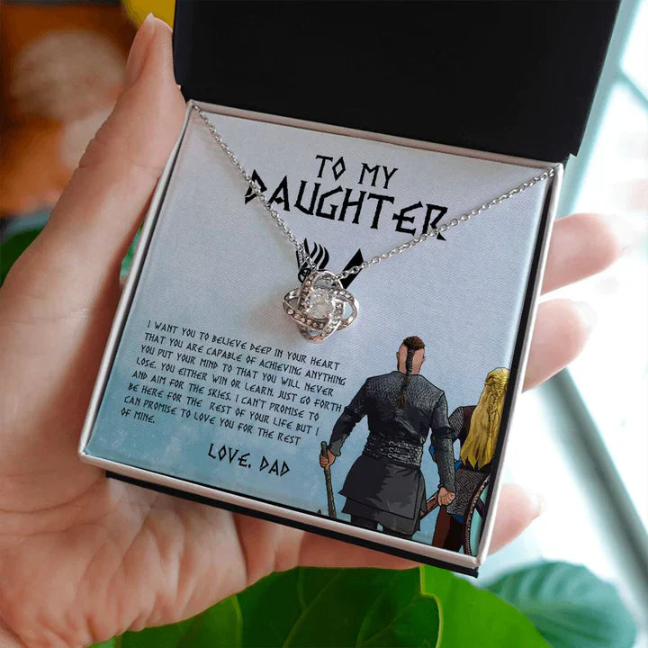 To My Daughter From Dad Necklace - Premium Love Knot Necklace