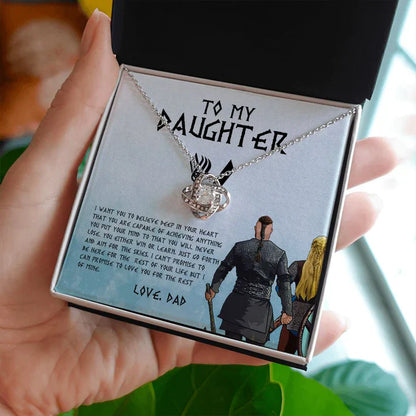 To My Daughter From Dad Necklace - Premium Love Knot Necklace