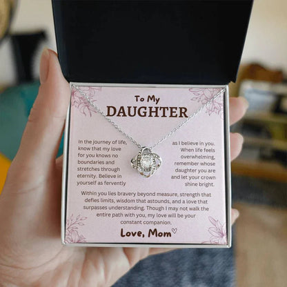 To My Daughter From Mom Necklace - Premium Love Knot Necklace