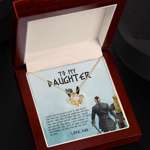To My Daughter From Dad Necklace - Premium Love Knot Necklace