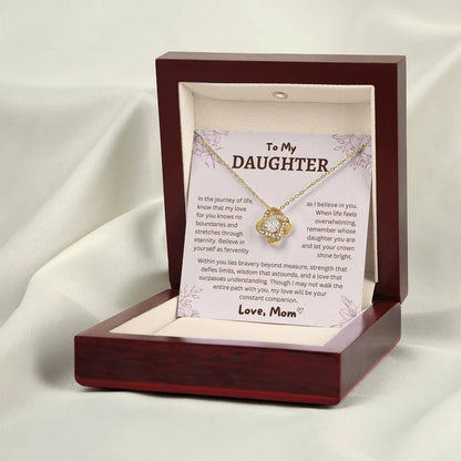 To My Daughter From Mom Necklace - Premium Love Knot Necklace