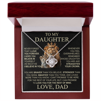 To My Daughter From Dad Necklace - Premium Love Knot Necklace