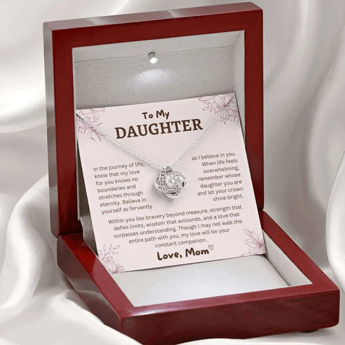 To My Daughter From Mom Necklace - Premium Love Knot Necklace