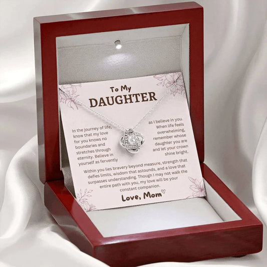 To My Daughter From Mom Necklace - Premium Love Knot Necklace