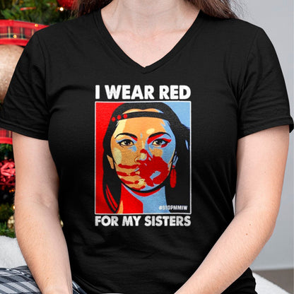 Native American T-Shirts, Vintage Native American Unisex T-Shirt/Hoodie/Sweatshirt HLT00 - I Wear Red For My,Sister Native American Stop MMIW T-Shirt (1)