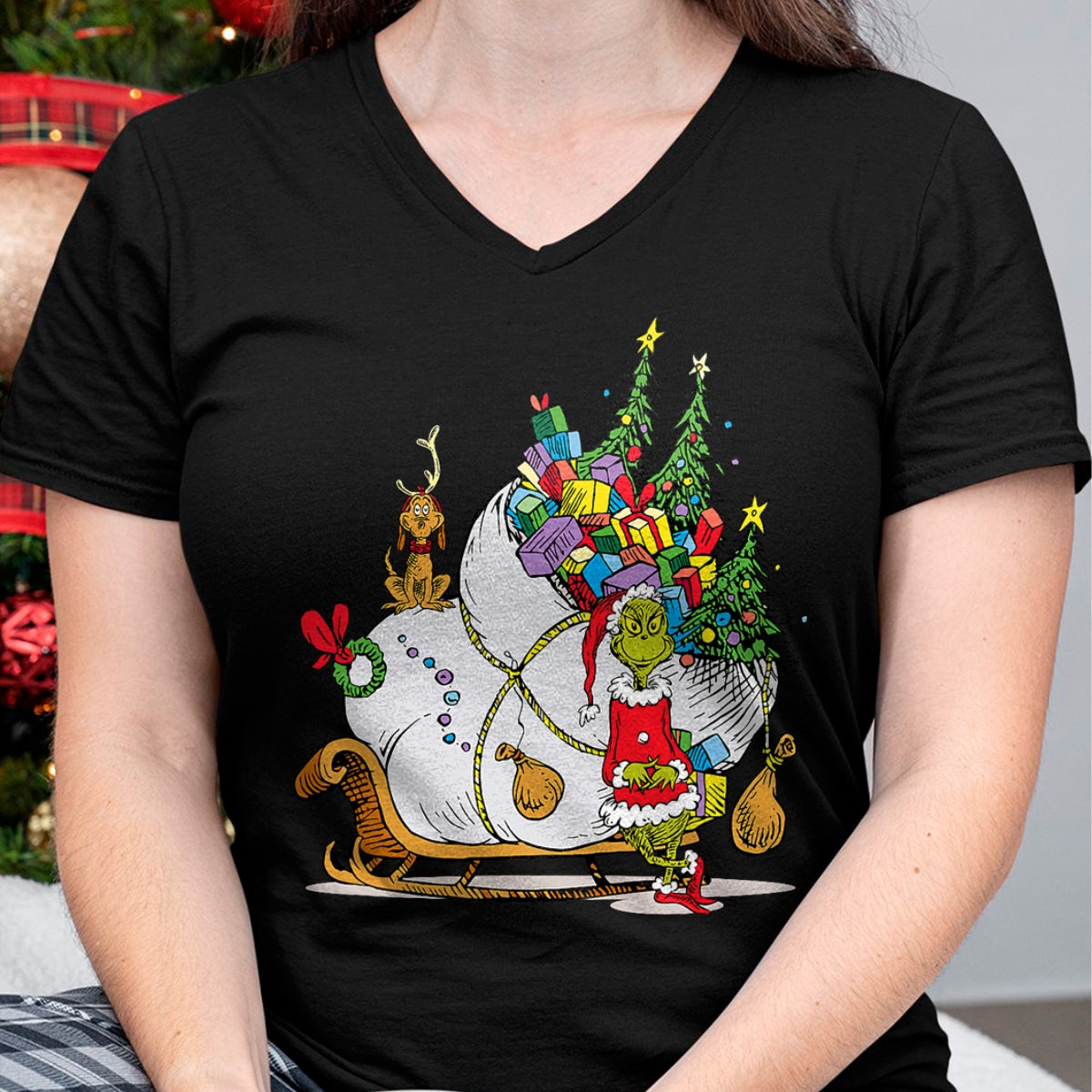 Dr. Seuss Grinch Sleigh T-Shirt - Christmas Unisex T-Shirt/Hoodie/Sweatshirt - HNDS00