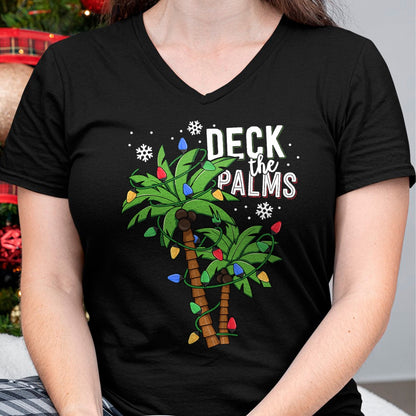 Deck The Palms Tropical Hawaii Christmas Palm Tree Lights T-Shirt - Christmas Unisex T-Shirt/Hoodie/Sweatshirt - HNDS00
