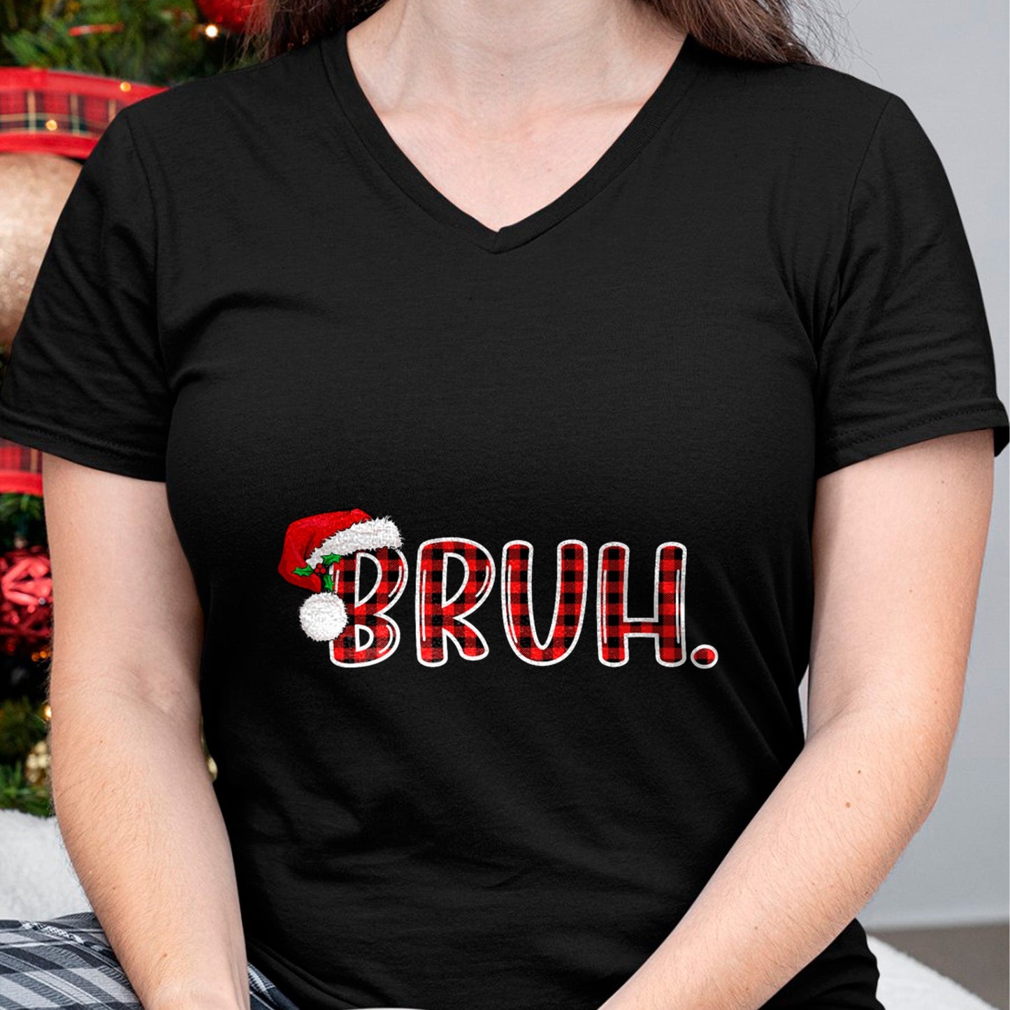 Bruh Funny Christmas Plaid Teens Boys Kids Xmas Pajamas T-Shirt - Christmas Unisex T-Shirt/Hoodie/Sweatshirt - HNDS00