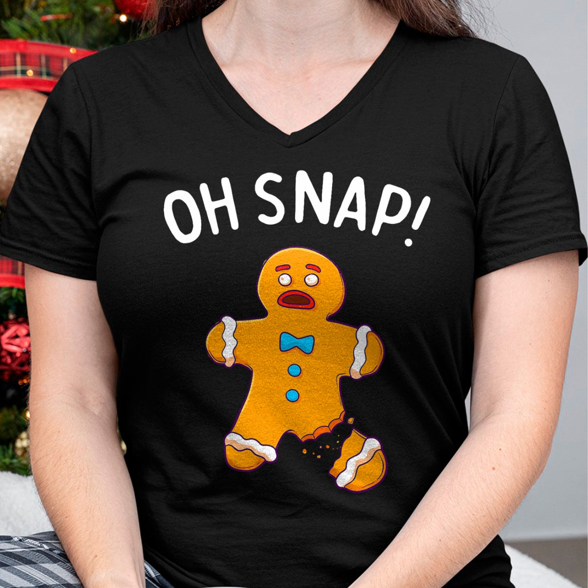 Gingerbread Man Oh Snap Christmas Funny Cookie Baking Gift Short Sleeve T-Shirt - Christmas Unisex T-Shirt/Hoodie/Sweatshirt - HNDS00 (Copy)