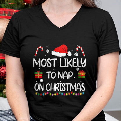 Most Likely To Nap On Christmas family funny matching T-Shirt - Christmas Unisex T-Shirt/Hoodie/Sweatshirt - HNDS00