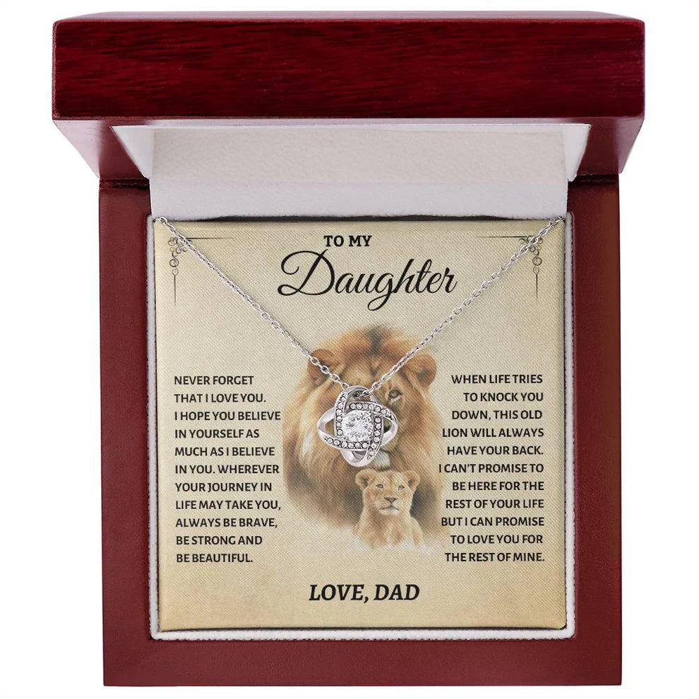 To My Daughter From Dad Necklace - Premium Love Knot Necklace