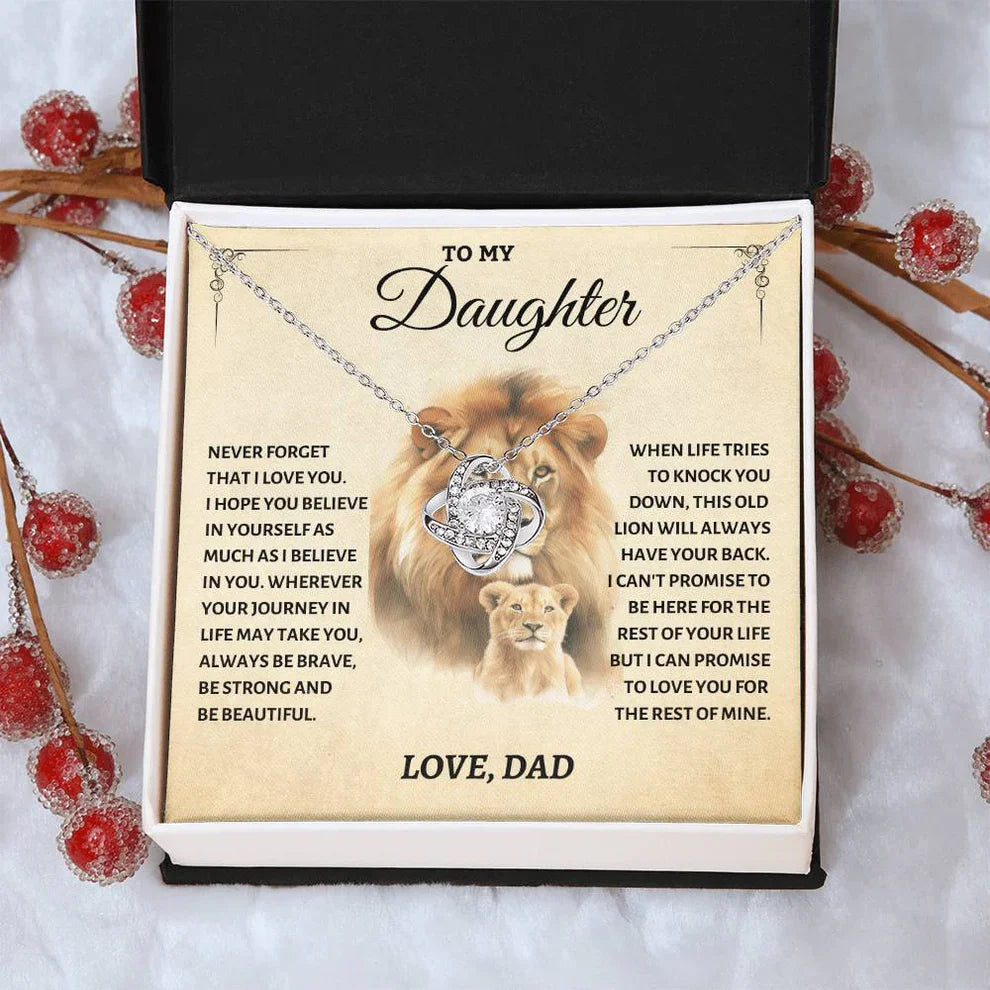 To My Daughter From Dad Necklace - Premium Love Knot Necklace
