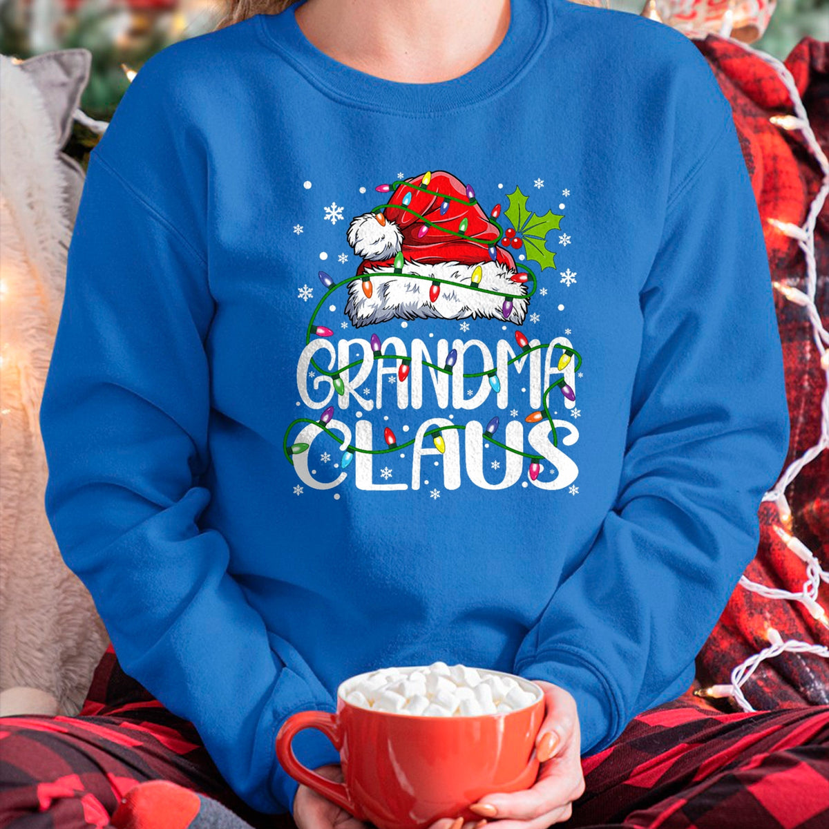 Best Grandma Shirt, Proud Grandma Unisex T-Shirt/Hoodie/Sweatshirt HLT00 - Grandma Claus Christmas Lights Pajama Family Matching T-Shirt