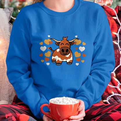 Best Farmer Life Shirt, Funny Farmer UnisexT-Shirt/Hoodie/Sweatshirt HLT00 - Cute Longhorn Cow With Hearts for Longhorn Cow Lovers T-Shirt