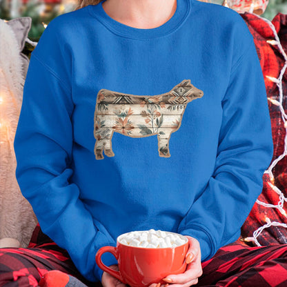 Best Farmer Life Shirt, Funny Farmer UnisexT-Shirt/Hoodie/Sweatshirt HLT00 - Show Stock Beef Cow with Rustic Floral Cottage Pattern T-Shirt
