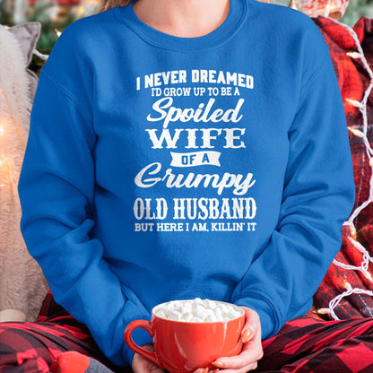 Best Wife Shirt, Wife and Husband Unisex T-Shirt/Hoodie/Sweatshirt HLT00 - Gift for wife T shirt, spoiled wife   I Never Dreamed I'd Grow Up To Be A Spoiled Wife Pullover Hood (1)