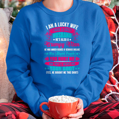 Best Wife Shirt, Wife and Husband Unisex T-Shirt/Hoodie/Sweatshirt HLT00 - Gift for wife T shirt, lucky wife   I Am A Lucky Wife, I Have A Crazy Husband T-Shirt (1)