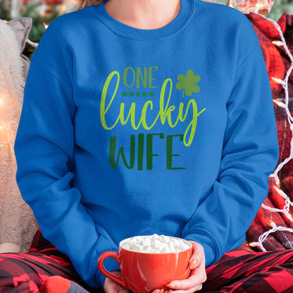 Best Wife Shirt, Wife and Husband Unisex T-Shirt/Hoodie/Sweatshirt HLT00 - Gift for wife T shirt, lucky wife   Womens One Lucky Wife Irish Shamrock Happy St Patricks Day Women (1)