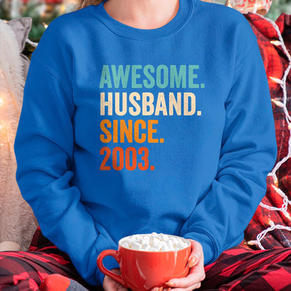 Best Wife Shirt, Wife and Husband Unisex T-Shirt/Hoodie/Sweatshirt HLT00 - Awesome Husband Since 2003 21st wedding anniversary 21 years T-Shirt