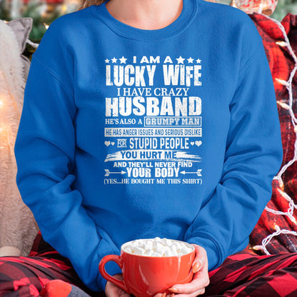 Best Wife Shirt, Wife and Husband Unisex T-Shirt/Hoodie/Sweatshirt HLT00 - Gift for wife T shirt, lucky wife   I Am A Lucky Wife shirt Funny wife husband present T-Shirt