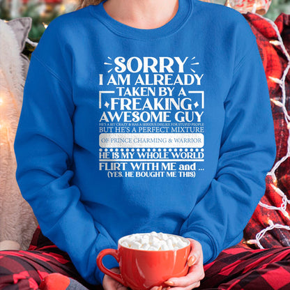 Best Wife Shirt, Wife and Husband Unisex T-Shirt/Hoodie/Sweatshirt HLT00 - Sorry I Am Already Taken By A Guy Husband T-Shirt (1)
