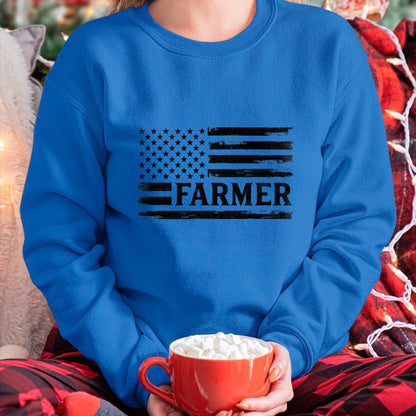 Best Farmer Life Shirt, Funny Farmer UnisexT-Shirt/Hoodie/Sweatshirt HLT00 - Farmer Black Vintage USA Flag Father's Day Farm Owner T-Shirt