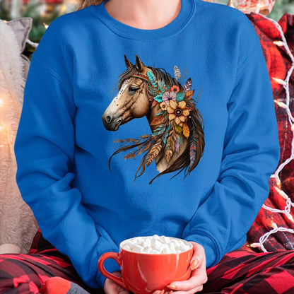 Best Horse Lover Shirt , Funny Horse UnisexT-Shirt/Hoodie/Sweatshirt HLT00 - Floral Wild Horse Country Horse Riding T-Shirt