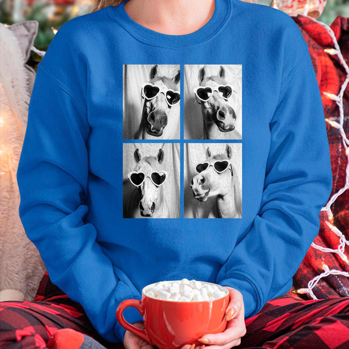 Best Horse Lover Shirt , Funny Horse UnisexT-Shirt/Hoodie/Sweatshirt HLT00 - Cute Horses with Hearts Sunglasses Funny Valentine_s Day T-Shirt