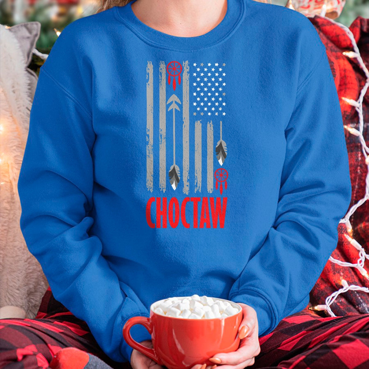Native American T-Shirts, Vintage Native American Unisex T-Shirt/Hoodie/Sweatshirt HLT00 - American Flag - Choctaw Tribe Native American Day Indigenous Peoples Day Men T-Shirt