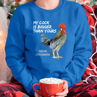 Best Farmer Life Shirt, Funny Farmer UnisexT-Shirt/Hoodie/Sweatshirt HLT00 - My Cock (Rooster) is Bigger than Yours Funny Chicken Farmer T-Shirt