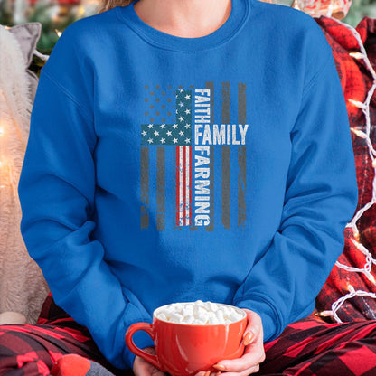 Best Farmer Life Shirt, Funny Farmer UnisexT-Shirt/Hoodie/Sweatshirt HLT00 - Faith Family Farming Freedom - Christian Farmer Cross Flag T-Shirt