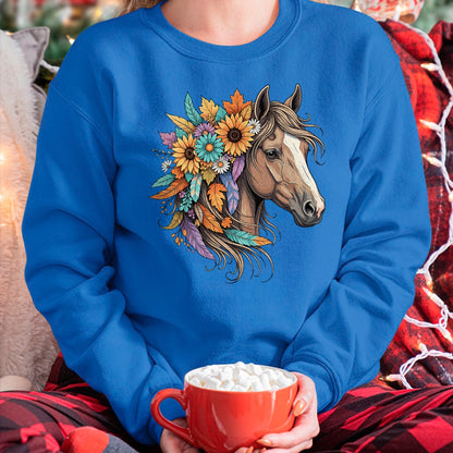 Best Horse Lover Shirt , Funny Horse UnisexT-Shirt/Hoodie/Sweatshirt HLT00 - Floral Wild Horse Country Horse Riding Women Girls T-Shirt