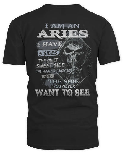 ARIES - I HAVE 3 SIDES - BIRTHDAY T-SHIRT FOR MEN