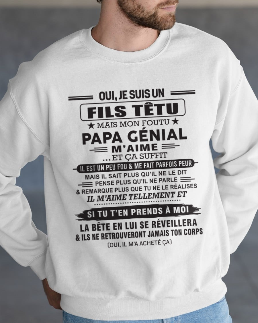 Oui, je suis un garçon têtu – T-shirt | Cadeau d’anniversaire de papa pour son fils - nttd00 / fr00 (SKU12-260-00)
