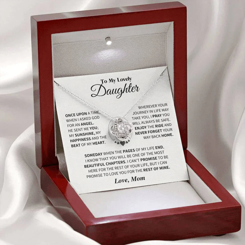 TO MY DAUGHTER FROM MOM NECKLACE - Premium Love Knot Necklace (SKUJ11-163)