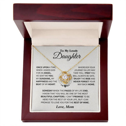 TO MY DAUGHTER FROM MOM NECKLACE - Premium Love Knot Necklace (SKUJ11-163)