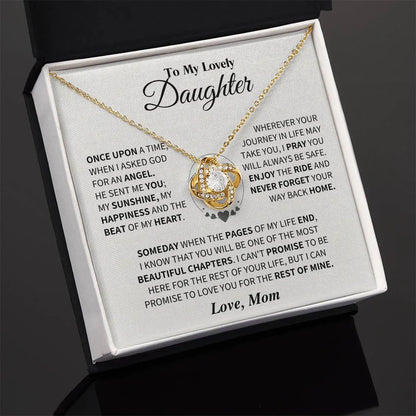 TO MY DAUGHTER FROM MOM NECKLACE - Premium Love Knot Necklace (SKUJ11-163)