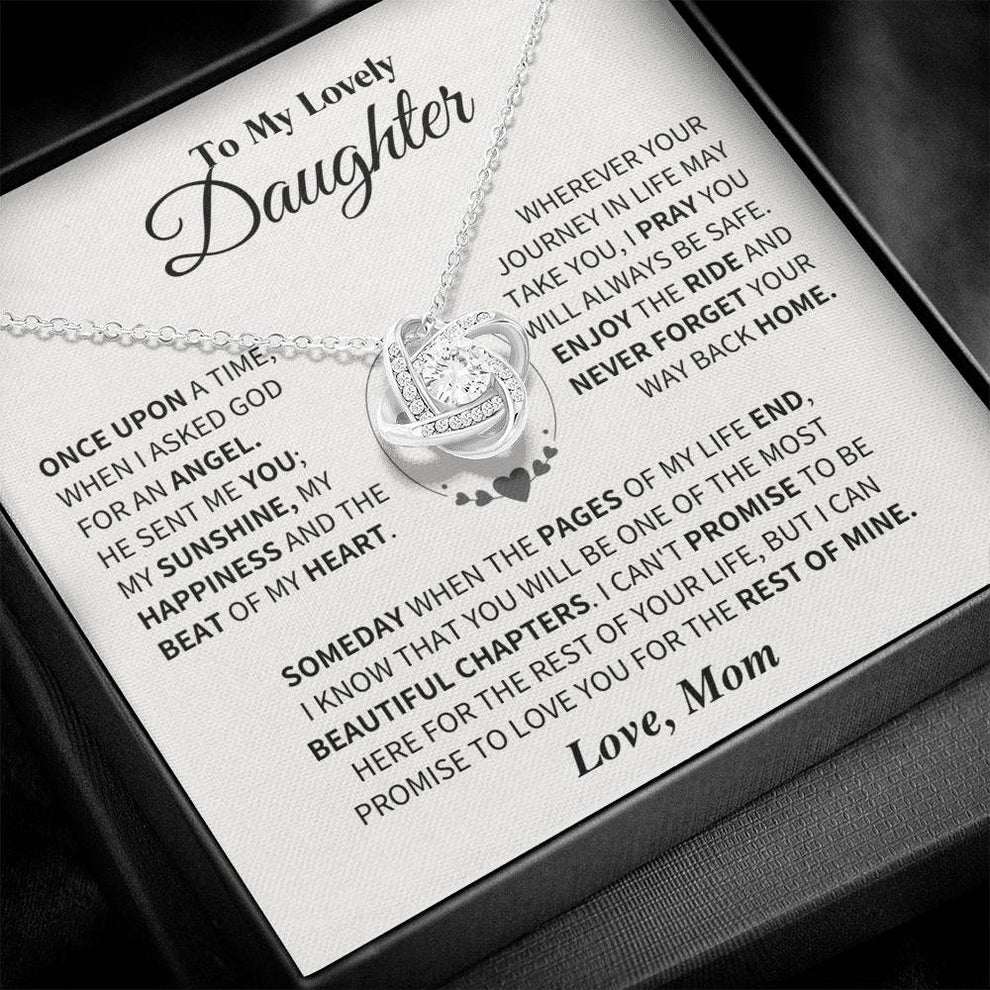 TO MY DAUGHTER FROM MOM NECKLACE - Premium Love Knot Necklace (SKUJ11-163)