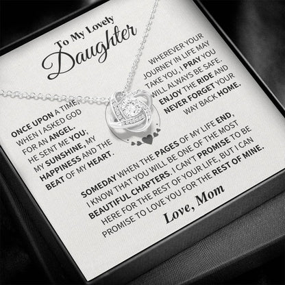 TO MY DAUGHTER FROM MOM NECKLACE - Premium Love Knot Necklace (SKUJ11-163)