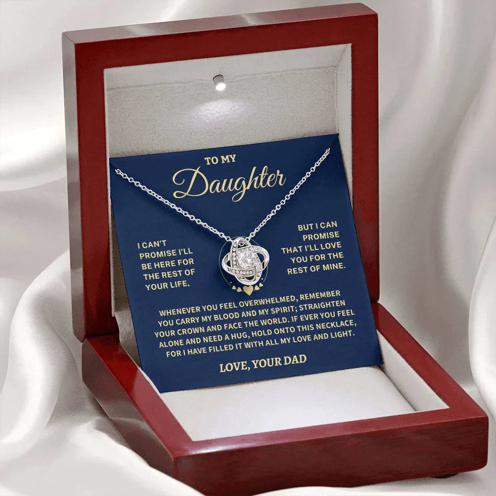 To My Daughter From Dad Necklace - Premium Love Knot Necklace
