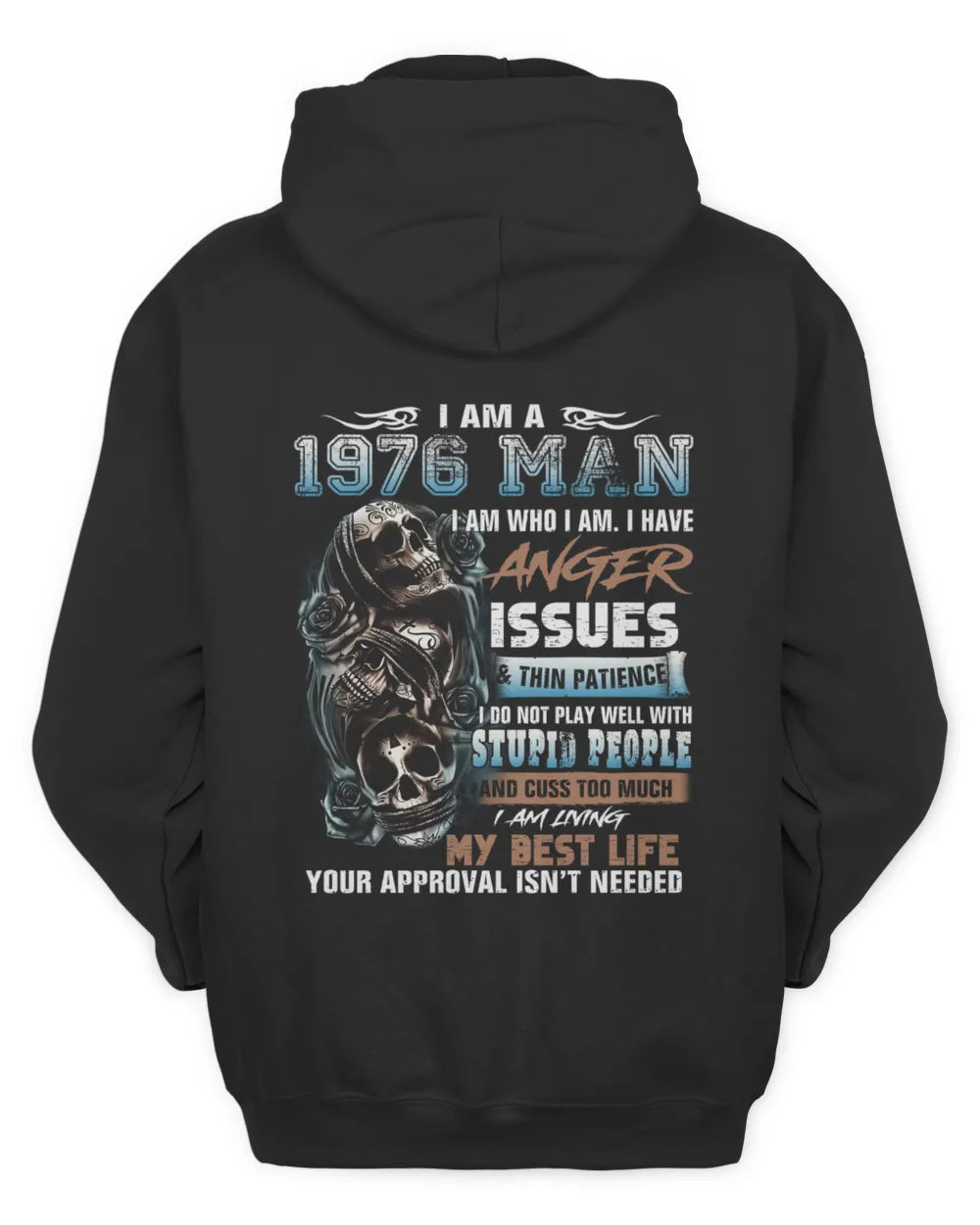 Angry 1976 Man T-Shirt with Skull - Us1976