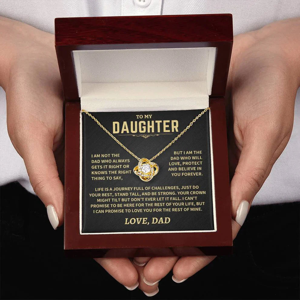 TO MY DAUGHTER FROM DAD NECKLACE - Premium Love Knot Necklace