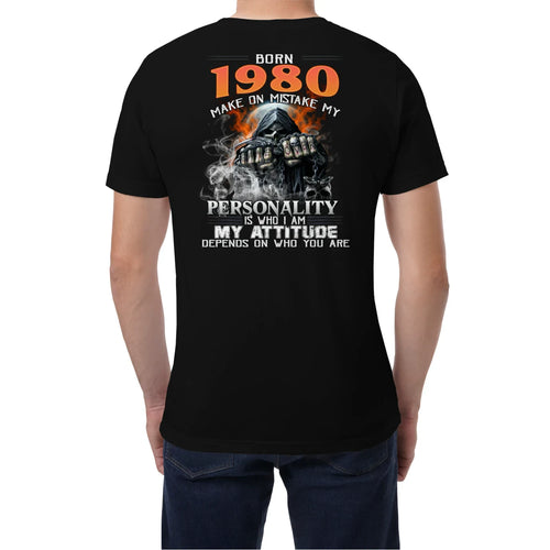 Born in 1980 – Bold Skull Attitude Tee for Legends Us1980