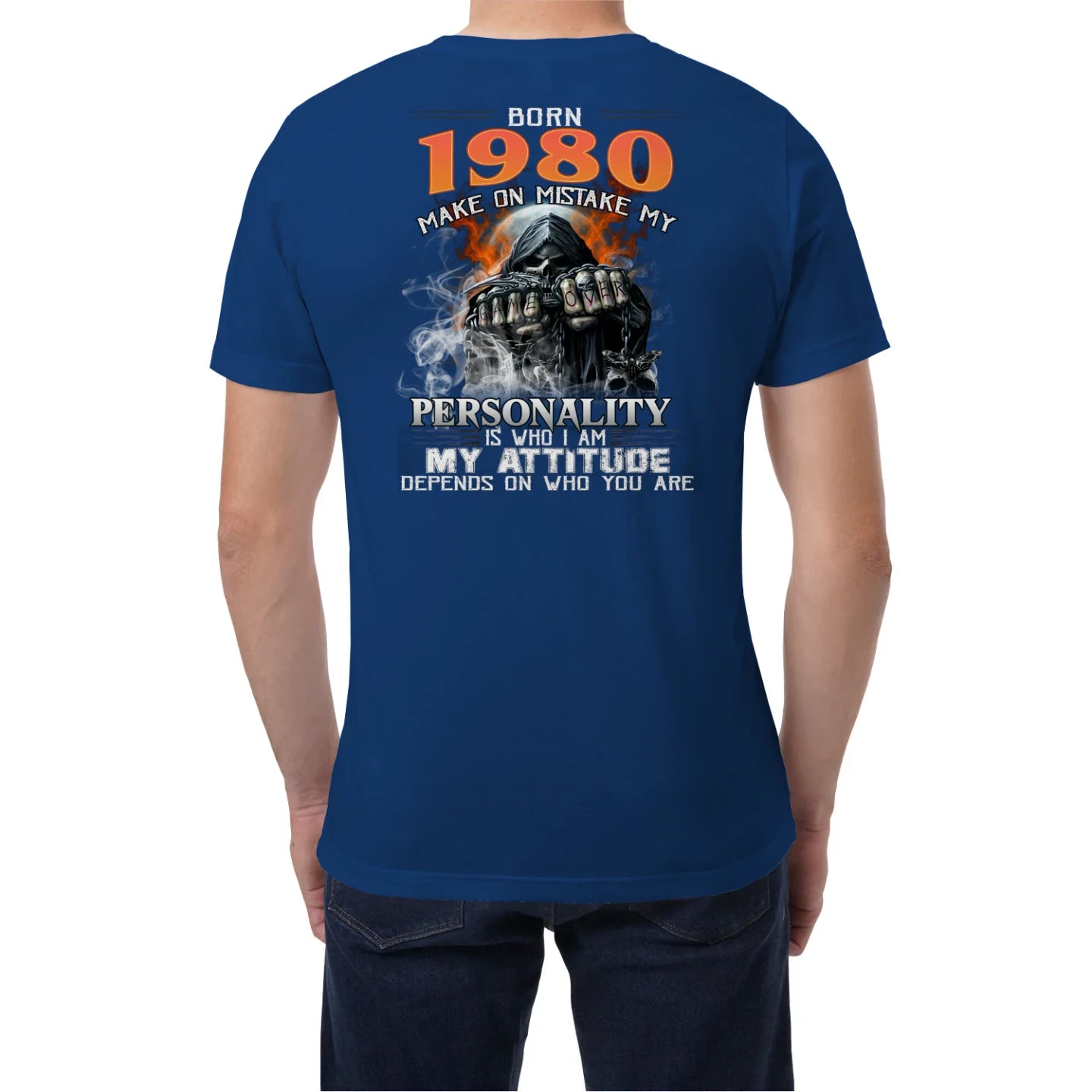 Born in 1980 – Bold Skull Attitude Tee for Legends Us1980