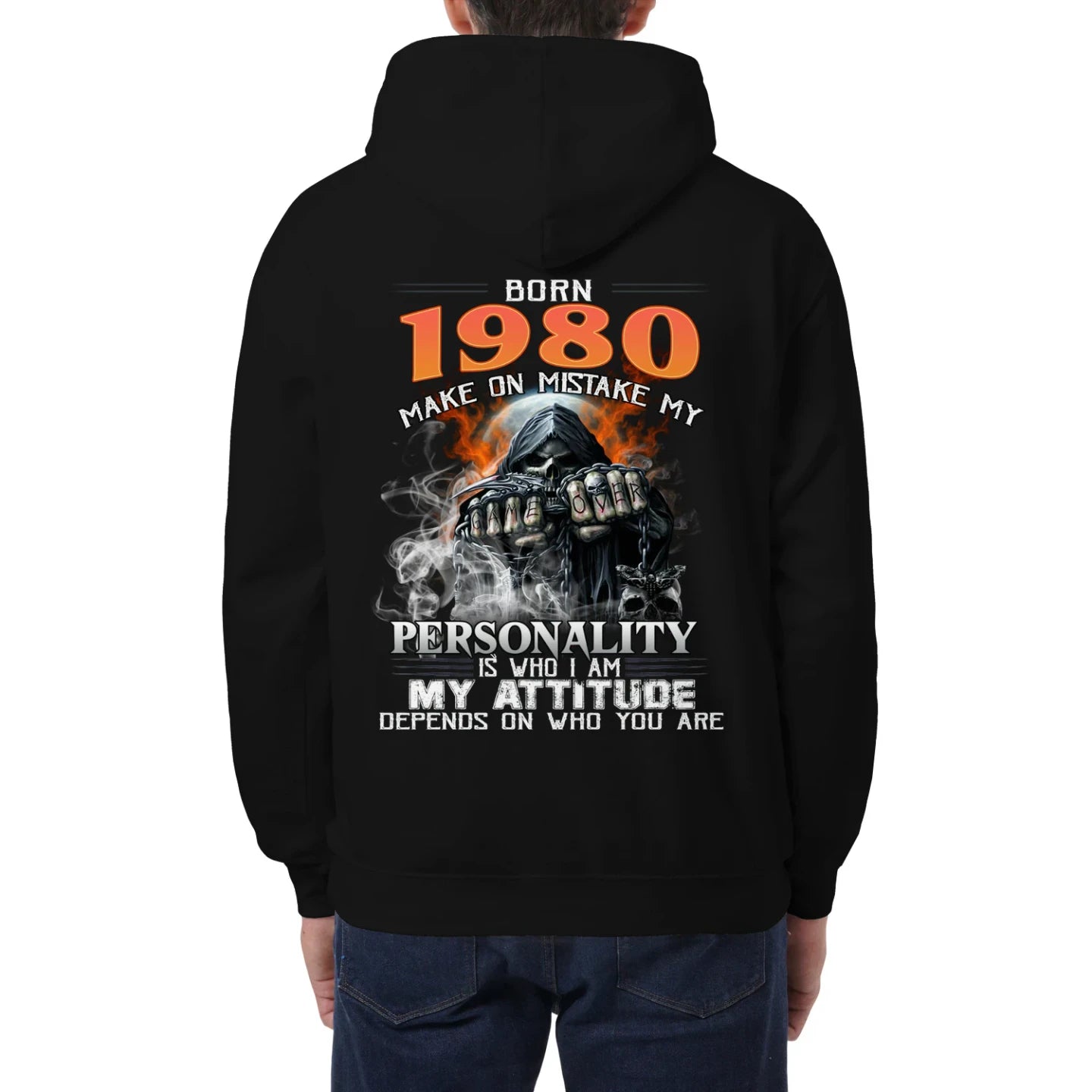 Born in 1980 – Bold Skull Attitude Tee for Legends Us1980