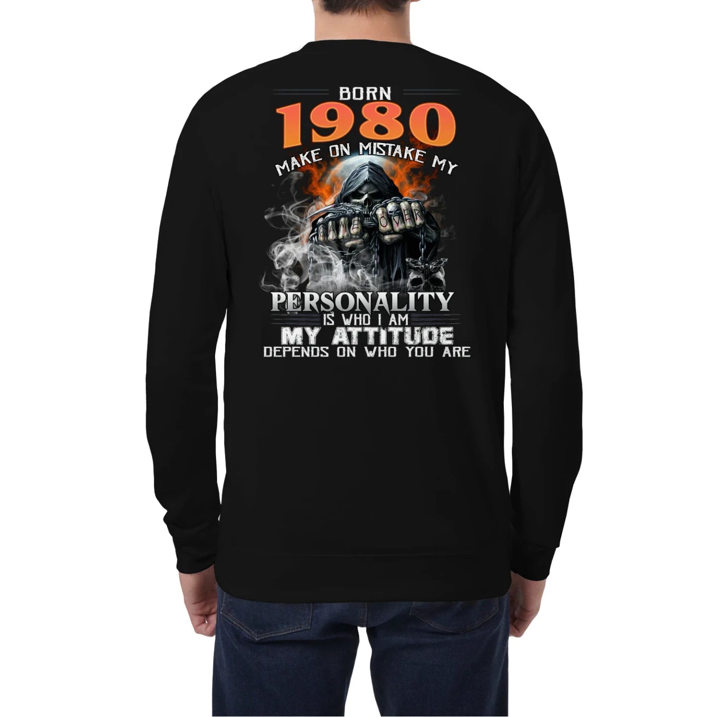 Born in 1980 – Bold Skull Attitude Tee for Legends Us1980